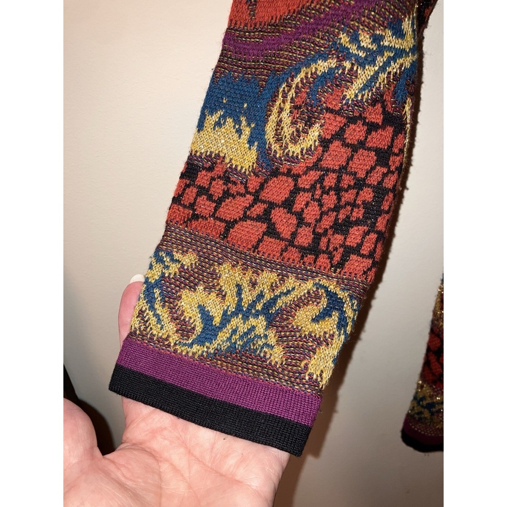 Vintage 80's Georgiou Cardigan Sweater Wool Blend Metallic Thread Sz L Unique - Picture 6 of 8